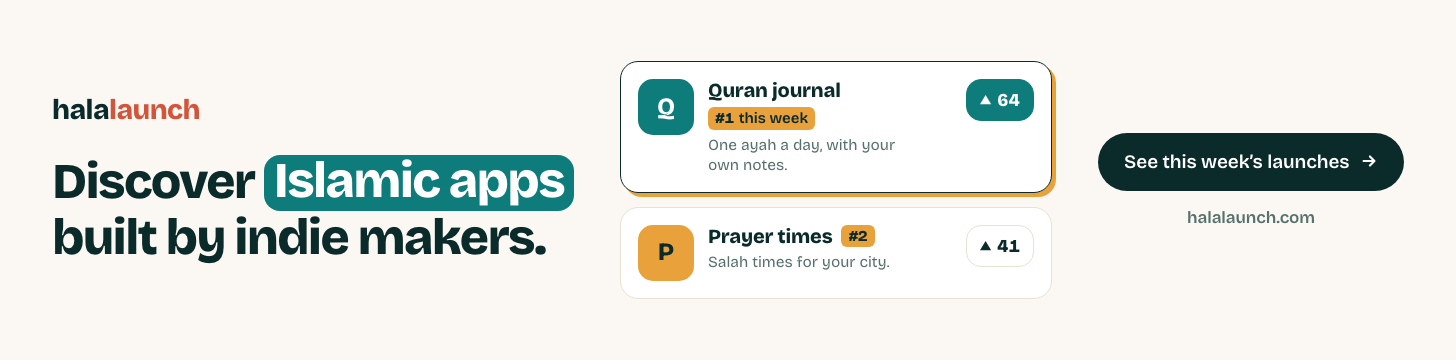 Discover Islamic apps built by indie makers